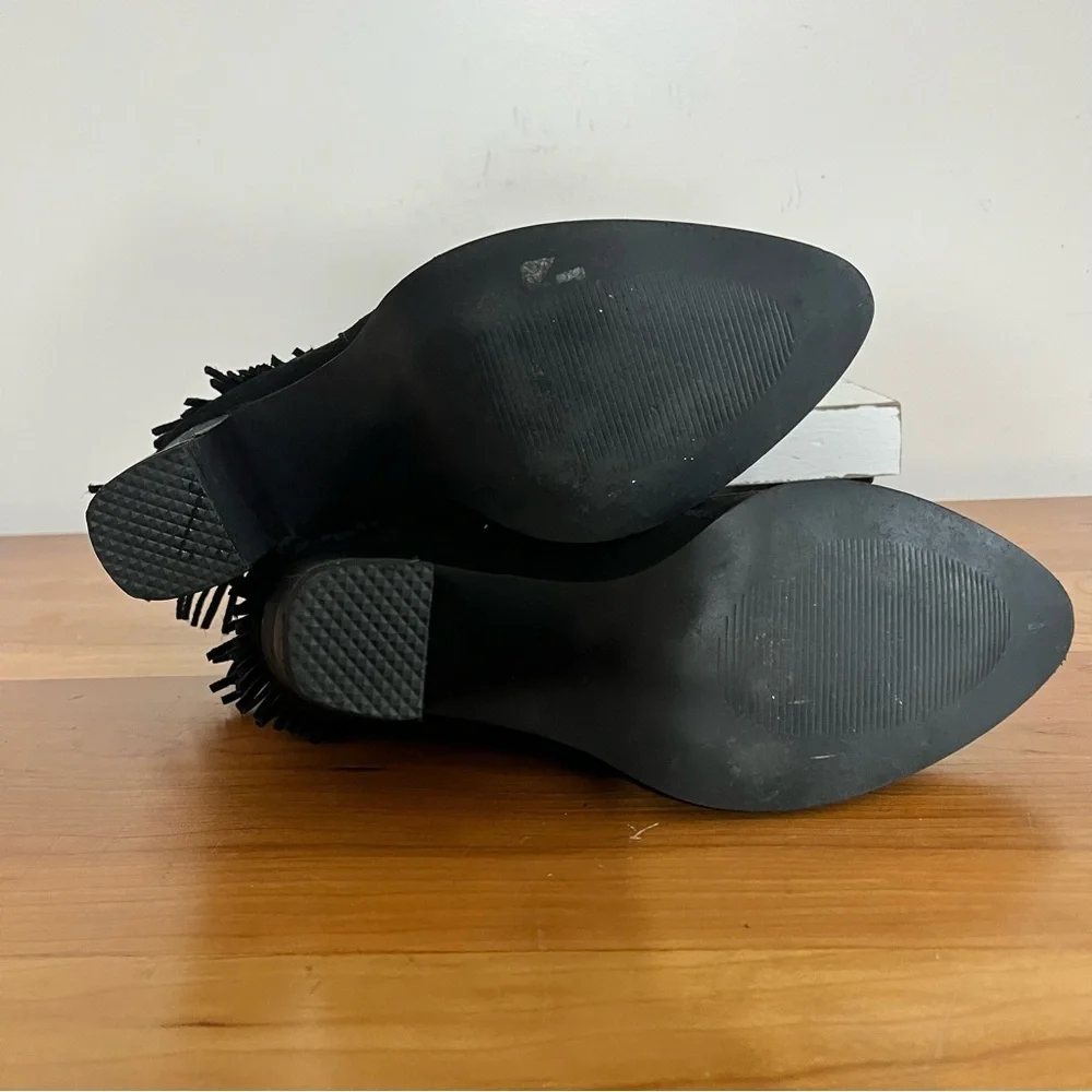 Women’s Catherine Malandrino Domenica Black Fringe Bootie‎ Ankle Boots Size 8